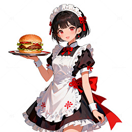 动漫女仆汉堡插图