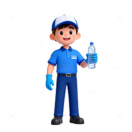 卡通送货员矿泉水宣传图