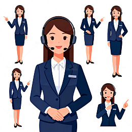 职业女性客服形象矢量素材