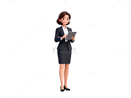 职业女性平板电脑插画
