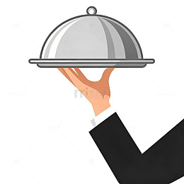 简约服务托盘插画