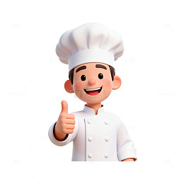 卡通厨师形象点赞设计元素