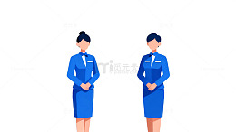 现代风格空姐服务场景插画