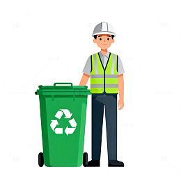 卡通风环卫工垃圾分类宣传素材