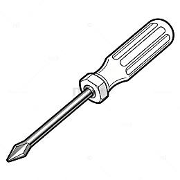 黑白风格螺丝刀简笔画