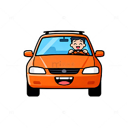 可爱卡通汽车驾驶插画