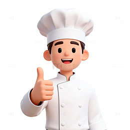 卡通厨师点赞美食插画