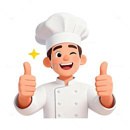 卡通厨师点赞美食插画