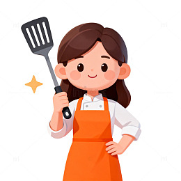 卡通少女厨房烹饪素材