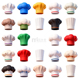 多彩厨师帽美味厨房装饰