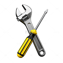 工具插画风格扳手螺丝刀矢量素材