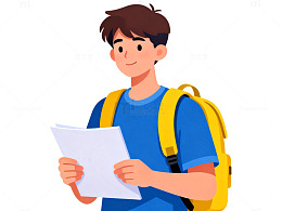 学生插画背包阅读素材