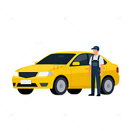 卡通风汽车维护插画设计素材