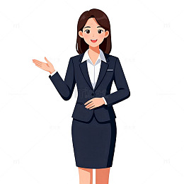 商务女性卡通形象展示图