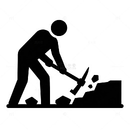 黑白简笔画工人施工图标