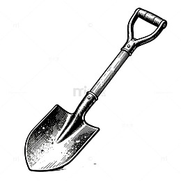 黑白线条铲子插画素材