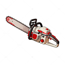 卡通风电锯插画设计素材