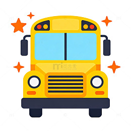 卡通黄色校车插画