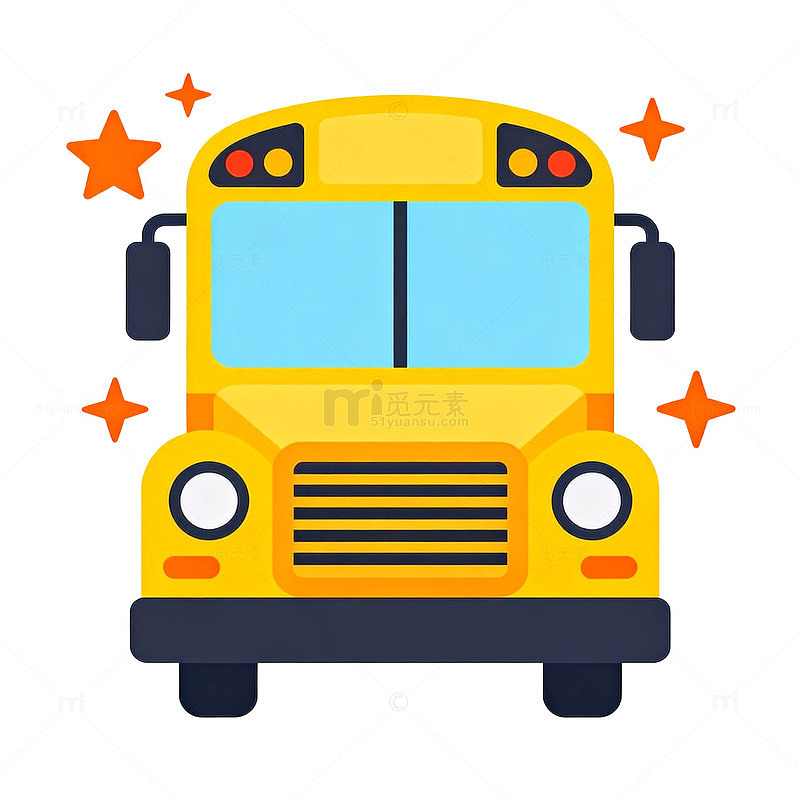 卡通黄色校车插画