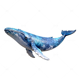 深海蓝鲸唯美插画