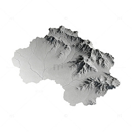 黑白地形山脉轮廓图