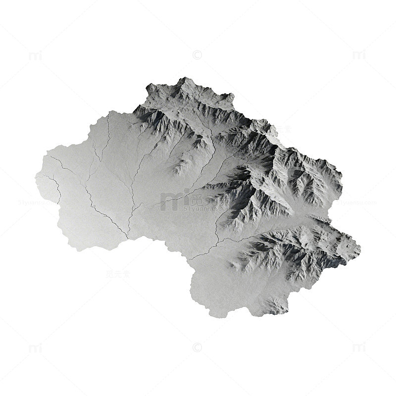 黑白地形山脉轮廓图