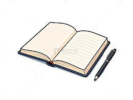 简约书本与钢笔插画