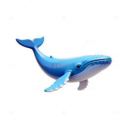 卡通蓝鲸海洋动物插画