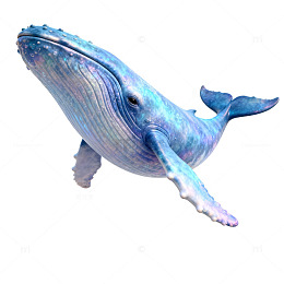 彩绘鲸鱼数字艺术插画