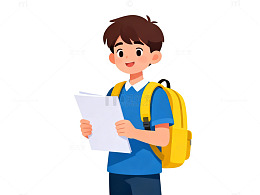 卡通学生阅读学习素材