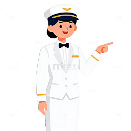 卡通女船长形象插画设计素材