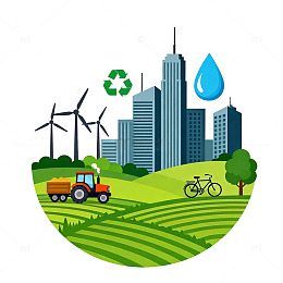 环保城市田园插画