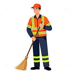 卡通清洁工插画素材