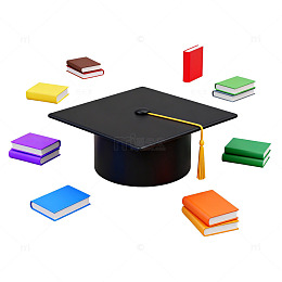 毕业帽书籍教育素材