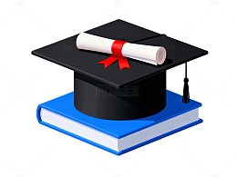 毕业帽证书书籍插画