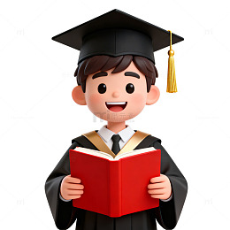 毕业季卡通学士服读书图