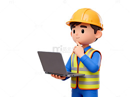 卡通工程师电脑操作图