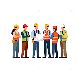 卡通建筑团队工作图