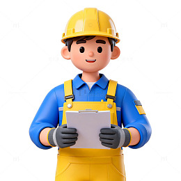 3D卡通建筑工人形象设计素材