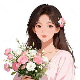 粉色长裙女子插画素材