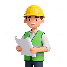 卡通建筑工人施工图纸素材