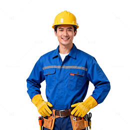 建筑工人蓝色工装肖像照