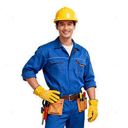 建筑工人蓝色工装形象照