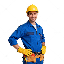 建筑工人蓝色工装形象照