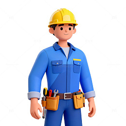 卡通建筑工人3D模型