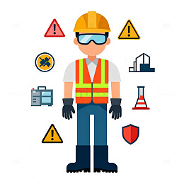 卡通建筑工人安全装备设计元素