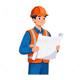 卡通建筑工人工作场景矢量素材