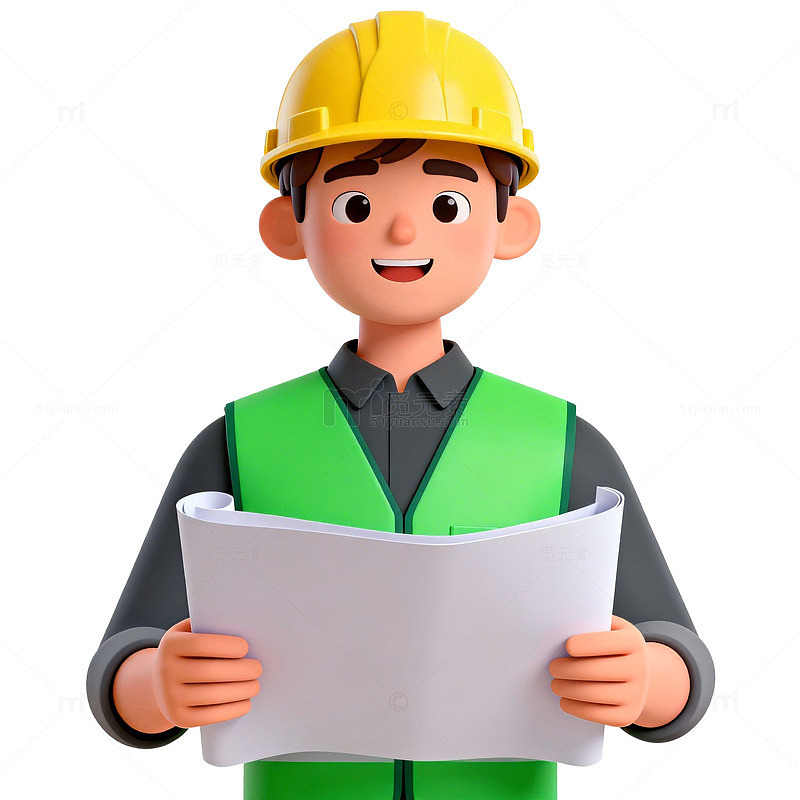 卡通工程师图纸审核动画素材