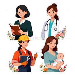 卡通职业女性插画素材