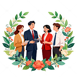 商务洽谈会插画素材